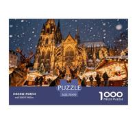 Marché de Noël à la Cathédrale de Cologne Puzzle en Bois Imperméable DIY Puzzles De 1000 Pièces pour Adultes Impossible Jeux Éducatifs