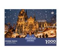 Marché de Noël à la Cathédrale de Cologne Puzzle en Bois Imperméable DIY Puzzles De 1000 Pièces pour Adultes Cadeaux Impossible Jeux Éducatifs