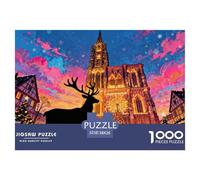 Marché de Noël de Strasbourg Puzzle en Bois Imperméable DIY Puzzles De 1000 Pièces pour Adultes Cadeaux Coloré Jeux Éducatifs