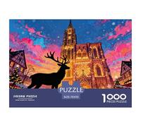 Marché de Noël de Strasbourg Puzzle en Bois Imperméable DIY Puzzles De 1000 Pièces pour Adultes Cadeaux Amusant Jeux De Stimulants
