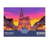 Marché de Noël de Strasbourg Puzzle en Bois Imperméable Puzzles De 1000 Pièces pour Adultes Amusant De Décoration pour La Maison
