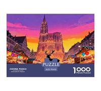 Marché de Noël de Strasbourg Puzzle en Bois Imperméable Puzzles De 1000 Pièces pour Adultes Amusant Jeux Éducatifs