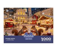 Marché de Noël sur la Place Mozart de Salzbourg Puzzle en Bois Imperméable Puzzles De 1000 Pièces pour Adultes Coloré Jeux Éducatifs