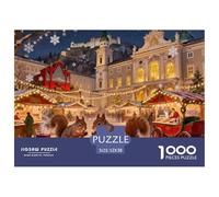 Marché de Noël sur la Place Mozart de Salzbourg Puzzle en Bois Imperméable Puzzles De 1000 Pièces pour Adultes Impossible De Décoration pour La Maison
