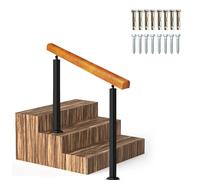 Marche d'escalier d'extérieur en bois avec base en métal pour escaliers en béton/bois - Rail de sécurité durable monté au sol - Idéal pour la maison et le jardin - Stabilité et sécurité améliorées