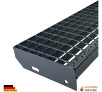 Marche d'escalier Marche en métal Marche d'escalier en acier galvanisé à chaud | Largeur : 1200mm | Couleur : Anthracite (RAL 7016) | Sans set de vis
