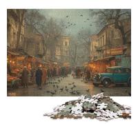 Marché d'europe de l'est Puzzles en Bois pour Adultes 1000 Pièces Décoration Intérieure Jeu De Défi Familial Jeux ÉduChatifs Cadeaux De Pâques Relaxation Et Sagesse 1000pcs (75x50cm)
