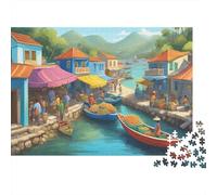 Marché du Canal Jigsaw Jigsaw Puzzle 1000 Piècess Papier Recyclé Ville Tropicale Jigsaw Jigsaw Puzzles Défi de Jeu Éducatif Amusant Family Game for Adultes and Age 10 70x50cm/1000pcs