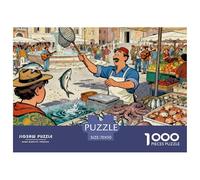 Marché du Poisson du Matin à Rome Puzzle en Bois Imperméable DIY Puzzles De 1000 Pièces pour Adultes Cadeaux Amusant De Décoration pour La Maison