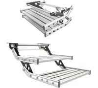 Marche Escamotable pour Camping-Car avec LED et Surface Antidérapante, Marchepied Rétractable Manuel en Alliage d'Aluminium pour Autocaravane, Caravane - Aide d'Entrée Robuste et Antirouille