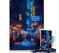Marché Nocturne dans Une Ville égyptienne Puzzle pour Adolescents de 1000 pièces Souvenirs, Stimulation, détente, découpe Nette, liste de souhaits du Père Noël (50x75cm)
