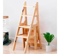 Marche Pied Bois, Chaise de Bibliothèque Pliante en Bois Massif, Tabouret de Petit-déjeuner, Support for Plantes, Escabeaux à Double Usage for la Maison/Bibliothèque/École/Bureau