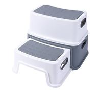 Marche Pied Enfant avec 2 Pieds Antidérapants,Escabeau Multifonctionnel Vec Surface Texturée Alphanumérique,Réhausseur Enfant/Siège Rehausseur pour Chambres, Salles De Bains, Cuisines(Gris)