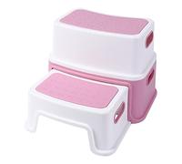 Marche Pied Enfant avec 2 Pieds Antidérapants,Escabeau Multifonctionnel Vec Surface Texturée Alphanumérique,Réhausseur Enfant/Siège Rehausseur pour Chambres, Salles De Bains, Cuisines(Rose)