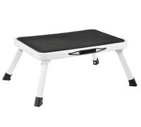 Marche-pied pliable 38 x 26 x 17,5 cm blanc et noir
