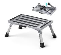 Marche Pied Pliable en Aluminium avec Poignée, 4 Réglable en Hauteur Marche Pied Caravane [19-23cm], Capacité de Charge Max. 350 kg, pour Camping-Cars, Jardin, Camping, Cuisine, Marchepied pour Chien