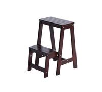 Marche Pied Tabouret d'escalier Portable en Bois Massif, Banc à Deux marches, échelle de Rangement adaptée à la Maison, à la Cuisine et bibliothèque Tabouret(Dark Walnut)
