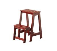 Marche Pied Tabouret d'escalier Portable en Bois Massif, Banc à Deux marches, échelle de Rangement adaptée à la Maison, à la Cuisine et bibliothèque Tabouret(Burgundy)
