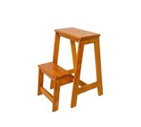Marche Pied Tabouret d'escalier Portable en Bois Massif, Banc à Deux marches, échelle de Rangement adaptée à la Maison, à la Cuisine et bibliothèque Tabouret(Light Walnut)