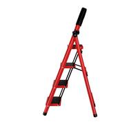 Marchepied 4 Marches Pliable, Escabeau,Escabeaux Pliant avec Marchepied Antidérapant et Large, Facile à Ranger, Charge 150 kg/Rouge