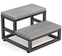 Marchepied à 2 marches robuste pour adultes et enfants, imperméable, en polyéthylène haute densité avec pieds antidérapants réglables et bords arrondis, utilisation par tous les temps, pour cuisine