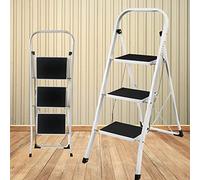 Marchepied à 3 Marches, Escabeau Échelle Pliable en Acier, Tabouret Antidéparant avec Poignée, Marches Anti dérapantes, Capacité de Charge 150 kg, Idéal pour la Caravane, Magasin, Maison et Bureau