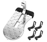 Marchepied de porte de voiture - Supporte jusqu'à 250 kg - Pédale de porte pliable avec marteau de sécurité et 4 crochets - Marchepied de porte pour SUV / RV - Argenté