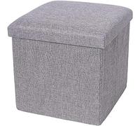 Marchepied de rangement pliable et confortable rembourré pour salon, chambre à coucher et bureau - Banc cube en coton et lin - Gris - 30 x 30 x 30 cm