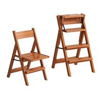 Marchepied d'escalade d'intérieur pliable en bois massif à double usage - 4 marches multi-convertibles - Pour la maison, la cuisine, le jardin, la bibliothèque - Blanc