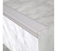 Marchepied d'escalier antidérapant | Bande de sécurité d'escalier de 2 m | Bord antidérapant pour une utilisation en intérieur et en extérieur | Surface en caoutchouc PVC rainuré pour une meilleure