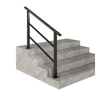 Marchepied d'extérieur réglable, rail de sécurité noir/marron avec 2 barres transversales pour porche, jardin et marches en béton, escaliers de grenier de 90 cm de haut, durable et sécurisé