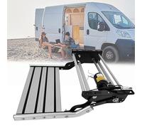 Marchepied électrique double couche avec éclairage LED, capacité de 181,4 kg, cadre en aluminium pliable, surface antidérapante pour camping-car, caravane, caravane