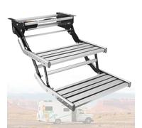Marchepied électrique pour camping-car, échelle télescopique pliable en alliage d'aluminium, compatible avec camping-cars, fourgons aménagés et caravanes, avec éclairage LED lumineux DoubleLayer-24V