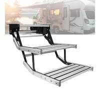 Marchepied électrique rétractable avec éclairage LED, cadre en alliage d'aluminium de 181,4 kg, antidérapant, pour camping-car, caravane, 12 V 24 V