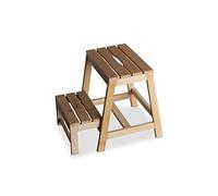 Marchepied en bois de hêtre avec 2 étages, pliable, nature, B38 x T54 x H45 cm