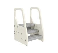Marchepied enfant hauteur réglable - 2 ou 3 marches antidérapantes, poignées - HDPE crème gris