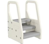 Marchepied enfant hauteur réglable - 2 ou 3 marches antidérapantes, poignées - HDPE crème gris Gris G