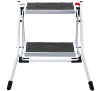 VEVOR Marche Pied Pliable Capacité 150 kg Escabeau à 2 Marches en Acier Tabouret Large Multi-usage avec Surface et Patins Antidérapants pour Adultes, Tout-petits, Maison, Cuisine, Bureau, Camping-cars