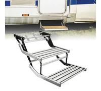 Marchepied Extérieur Pliable En Aluminium - Usage Manuel, Capacité 200KG. Surface Large Antidérapante Pour Plus De Sécurité. Éclairage LED Optionnel Pour Visibilité(Without LED lights,Double layer)