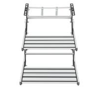 Marchepied manuel pour camping-car - Double étape - Marchepied en aluminium - Montage - Marchepied de camping pour camping-car, caravane, manuel en alliage d'aluminium