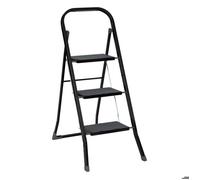5five Marchepied pliable métal 3 marches – verrouillage de sécurité, anse, antidérapant, 150 kg