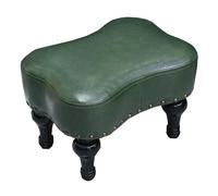 Marchepied moderne en cuir avec pieds en bois massif, pouf rembourré doux, tabouret élégant pour salon, chambre à coucher, entrée - Vert Taille unique
