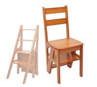 Marchepied pliable - 4 marches - En bois - Pliable - Pour bibliothèque - Multifonctionnel - Support de fleurs pour salon, bibliothèque - Couleur (miel)