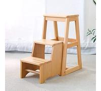 Marchepied pliable à 3 niveaux pour adultes et adultes, escabeau pliable en bois avec étagère à fleurs (naturel R)