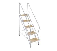 Marchepied pliable à 5 marches avec accoudoirs - Chaise d'escalade double usage pour maison, bureau, bibliothèque et grenier - Plateforme haute robuste pour un accès facile