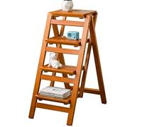 Marchepied pliable en bois à deux marches pour la cuisine et la maison, finition noyer clair, étagère de rangement multifonction, échelle d'escalade compacte (41,5 x 73,5 x 91 cm)
