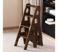 Marchepied pliable en bois massif à 3 niveaux avec étagère de rangement portable 2 en 1 avec poignée, échelle d'escalier peu encombrante pour un usage domestique