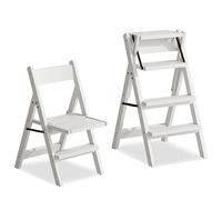 Marchepied pliable en bois massif double usage 4 marches multi-convertible pour la maison, la cuisine, le jardin, la bibliothèque
