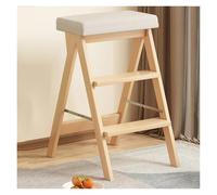 Marchepied pliable en bois portable à 3 marches - Échelle multifonction pour la cuisine et la maison