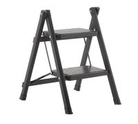 Marchepied pliable Leocloho - 2 marches - Largeur de marche 40 cm - Charge jusqu'à 100 kg - Noir